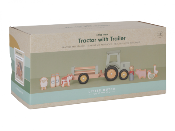 Traktor s přívěsem dřevěný Farma Little Dutch