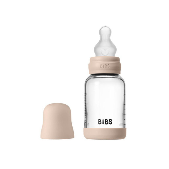Antikoliková skleněná láhev se silikonovým dudlíkem 120 ml BIBS