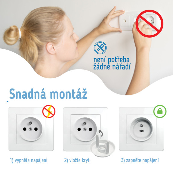Ochranné kryty na elektrické zásuvky set 12 ks + 2x klíče Sipo
