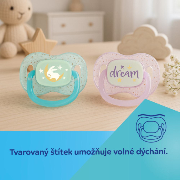Dudlík svítící silikonový symetrický Nightglow Canpol babies 6 - 18 m 2 ks