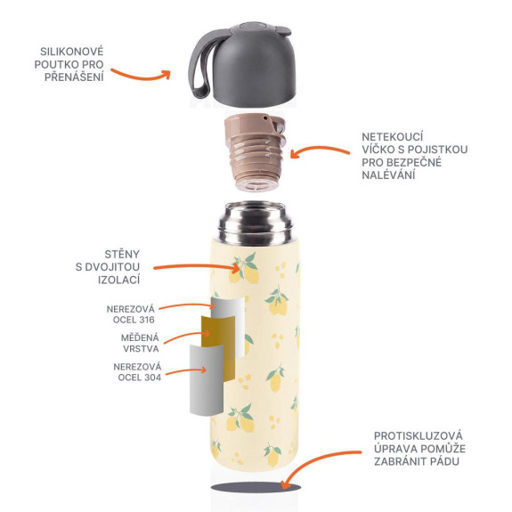 Termoska na tekutiny se silikonovým držákem 400 ml Zopa