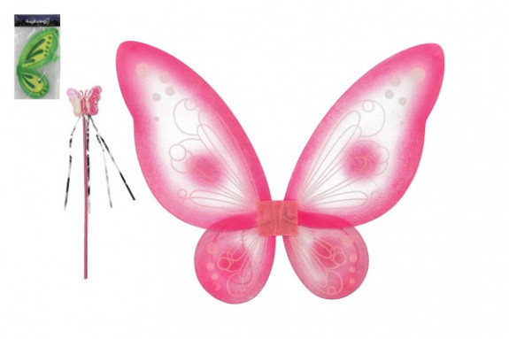 Křídla motýlí s hůlkou nylon na karneval