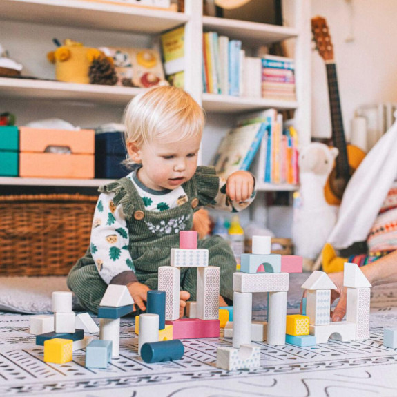 Kyblík s kostkami 50 ks Bigjigs Toys