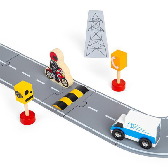 Dřevěná sada příslušenství silnice Bigjigs Rail