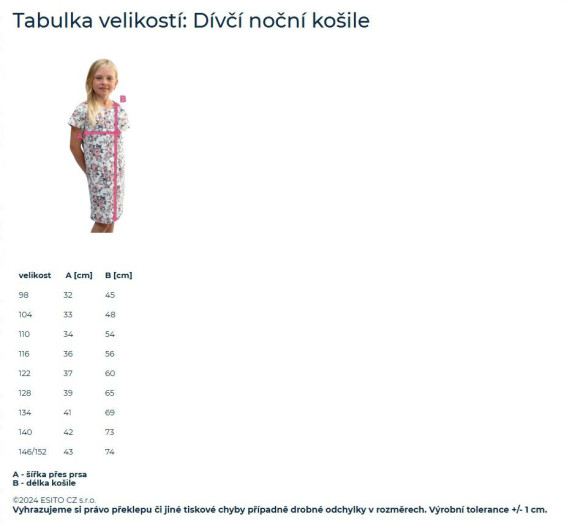 Dívčí noční košile Království sedmikrásek Esito