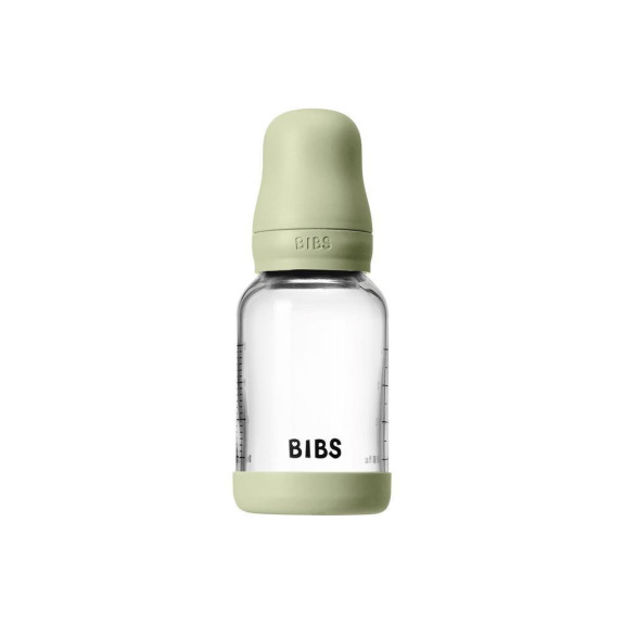 Antikoliková skleněná láhev s kaučukovým dudlíkem 120 ml Bibs