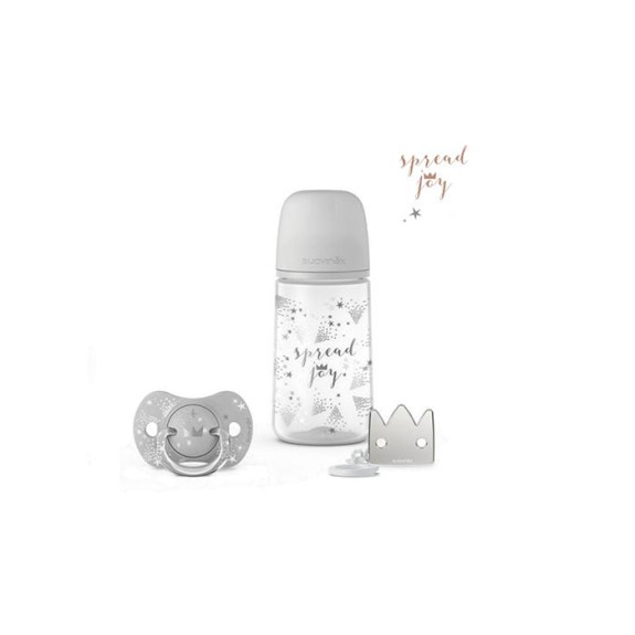 SADA láhev 270ml + dudlík fyziologický 0-6m + klip JOY Suavinex