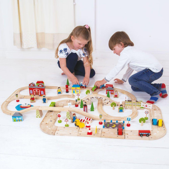 Vláčkodráha a autodráha Bigjigs Rail