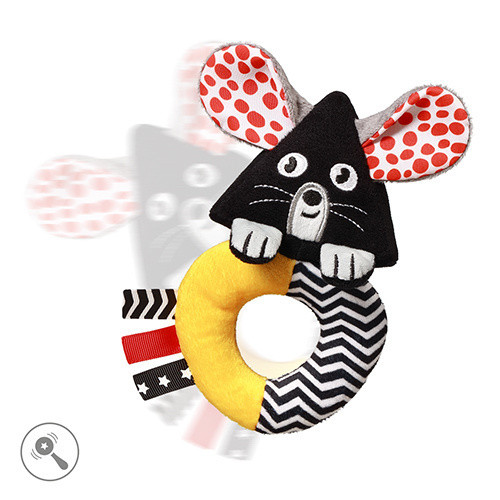 Kontrastní. smyslové chrastítko Mouse Baby Ono