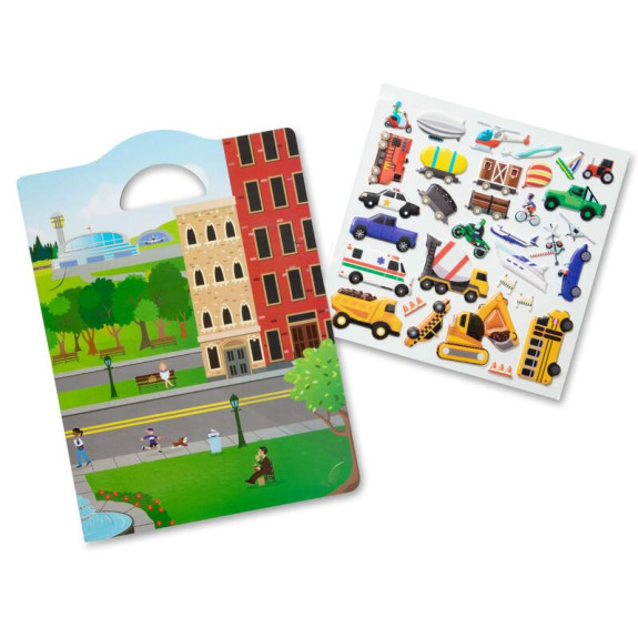 Adhezní sešit se samolepkami Dopravní prostředky Melissa & Doug
