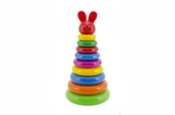Skládanka pyramida s kroužky plast 28 cm