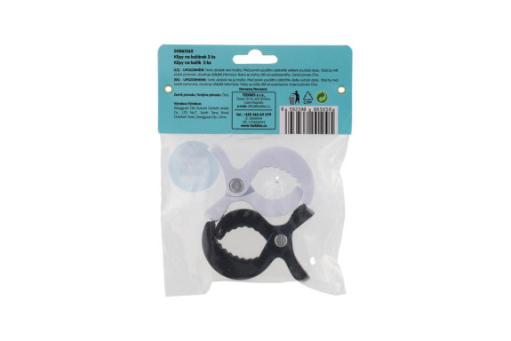 Klipy 2 ks plast 7,5 x 5 cm na kočárek černo-bílé