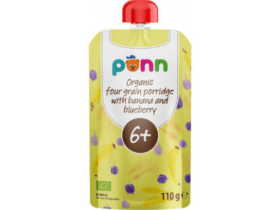 Kapsička Salvest Ponn BIO Banán s borůvkou a obilnými vločkami (110 g) 6m+