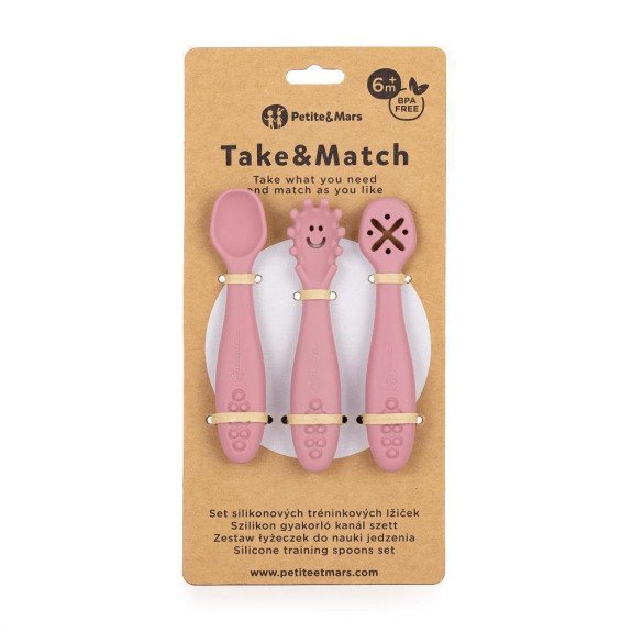 Set 3 ks silikonových tréninkových lžiček Take&Match 6 m+ Petite & Mars