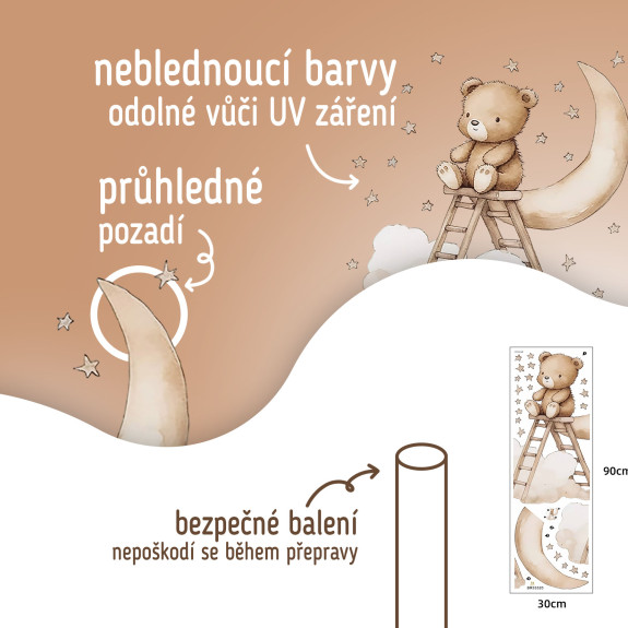 Nástěnné samolepky do dětského pokoje Teddy bear on a ladder Sipo