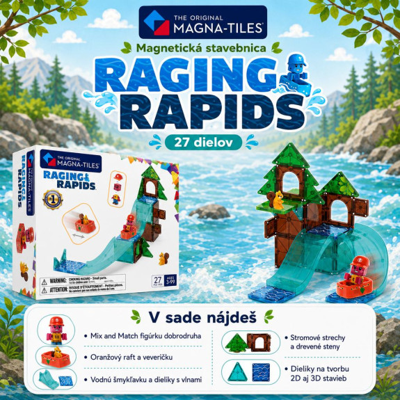 Magnetická stavebnice Raging Rapids 27 dílků Magna-Tiles