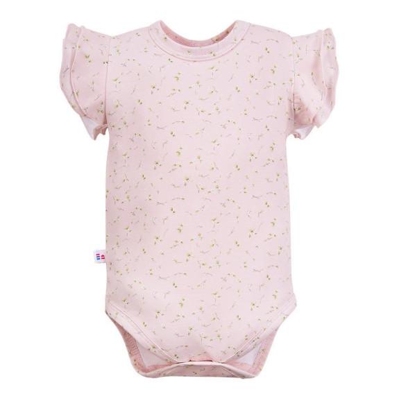 Dětské body krátký rukáv s volánky Meadow květinky růžové Eevi