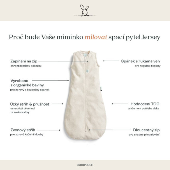 Pytel na spaní organická bavlna Jersey Melody 1,0 tog Ergopouch