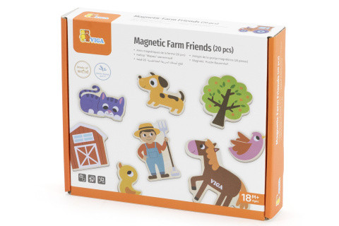 Dřevěné magnety 20 ks domácí zvířátka Viga