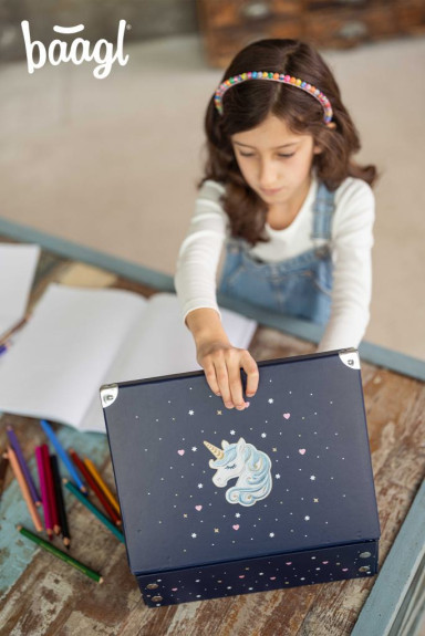 Skládací školní kufřík Unicorn Gold s kováním Baagl