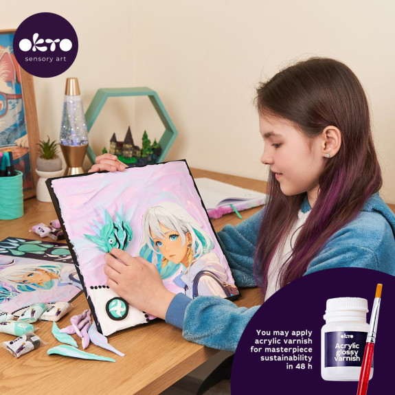 Manga motiv živlů "Vítr" výtvarný set 30 x 40 cm Okto