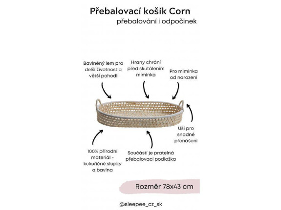 Přebalovací košík pro miminko Corn + podložka Ahojbaby