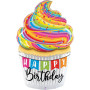 Cupcake "Happy Birthday" 56"/142 cm fóliový balónek