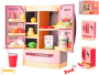 Lednice 26x18x12 cm červená na baterie s doplňky se světlem a zvukem