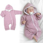 Mušelinový overálek s kapucí, dvouvrstvý, Hand Made, pudrový/růžový Baby Nellys