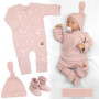 Rostoucí žebrovaný overálek, čepička a botičky Nature - růžová Baby Nellys