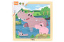 Dřevěné puzzle 9 dílků Viga - hroši