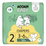 Jednorázové eko pleny 2 Newborn 3–6 kg (56 ks), Moomin baby