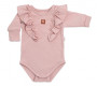 Rostoucí body Nature s dlouhým rukávem a volánky starorůžové Baby Nellys