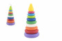 Skládanka pyramida s kroužky plast 2 barvy
