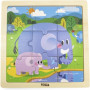 Dřevěné puzzle 9 dílků - sloni