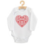 Dětské body s potiskem Lidový vzor červené srdíčko New Baby
