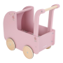 Kočárek pro panenky dřevěný s peřinkou Pink Little Dutch