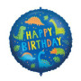 Kruh modrý DINO "Happy Birthday" 46 cm fóliový balónek + závaží