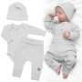 Žebrovaná rostoucí souprava 3D Baby Boy Šedá