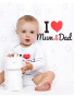 Body s potiskem New Baby I Love Mum and Dad - dárkové balení
