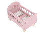 Postýlka pro panenky dřevěná s peřinkou Pink Little Dutch