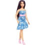Barbie modelka - modré šaty s motýlky 