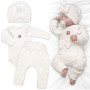 Žebrovaná rostoucí souprava 3D Baby Girl Smetanová
