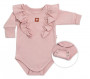 Rostoucí body Nature s dlouhým rukávem a volánky starorůžové Baby Nellys