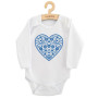 Dětské body s potiskem Lidový vzor modré srdíčko New Baby
