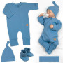 Rostoucí žebrovaný overálek, čepička a botičky Nature - jeans Baby Nellys